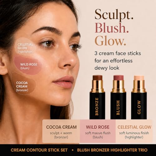 Cream Contour Stick Set – Blush, Bronzer & Highlighter Trio