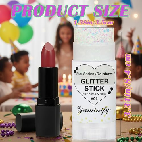 Rainbow White Glitter Stick - Waterproof Face & Body Makeup