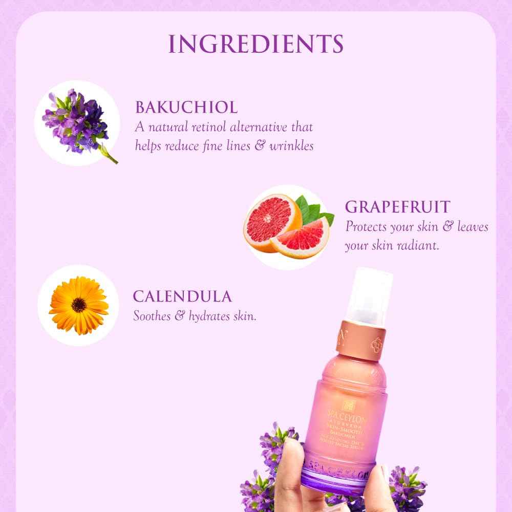 SPA CEYLON Bakuchiol Age Refining Day and Night Facial Serum | Retinol Alternative | Hyaluronic Acid Serum