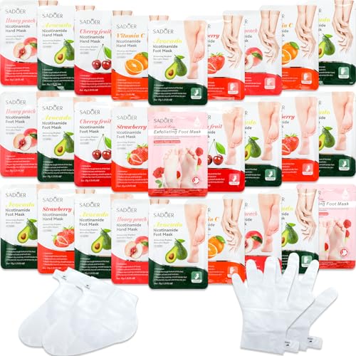 Swiffen 24-Piece Hydrating Hand & Foot Mask Set - Fruit Moisturizing Spa Kit