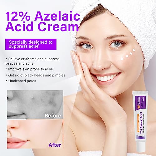 Atrilly Azelaic Acid Serum, Azelaic Acid 12% Facial Cream, Hyaluronic Acid & Niacinamide for Redness Relief Face, Dark Spot, Rosacea Acne, Balance Excess Sebum