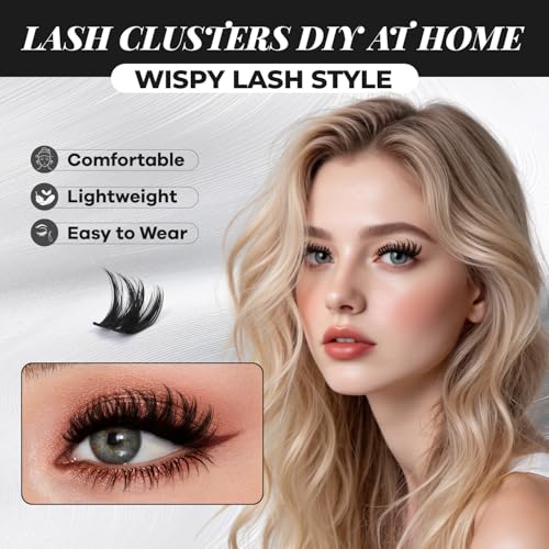 Flaunt Lash Clusters Eyelash Extensions Short Lash Clusters 8-14MM Wispy Eyelash Clusters Flora Cluster Lashes D Curly Cluster Eyelash Extensions Natural Lashes(Flaunt 8-14MM)