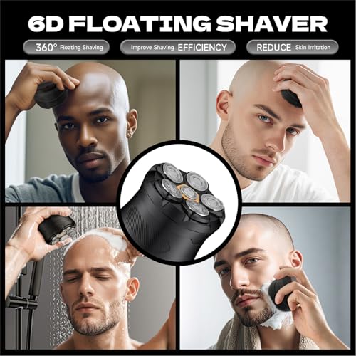 Bald Hair Clipper, Hair Trimmer for A Bald Head, Beard Shaver, Magnetic Six-Blade Head, Easy to Clean, USB Charging, Two-Speed Settings, Extra-Long Battery Life, an Ideal Gift for Fathers and Men