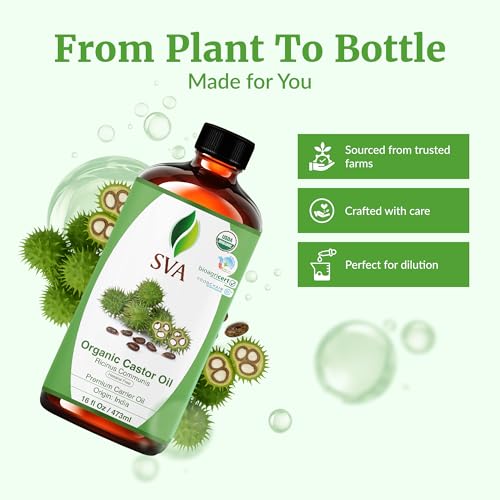 SVA Organic Castor Seed Oil - 16 Oz Cold-Pressed Hair & Skin Care