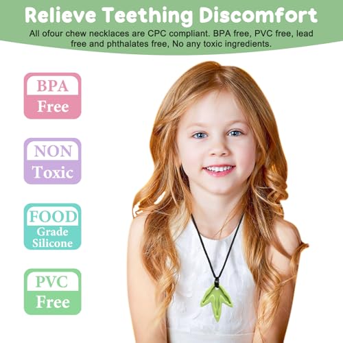 MISSLILI Dinosaur Sensory Chew Necklace - BPA-Free Silicone for Autism & ADHD