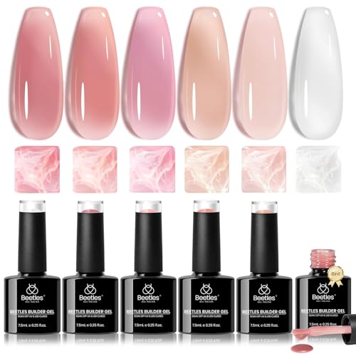 Beetles Builder Gel Set, 6 Colors - Nail Strengthening & Extension