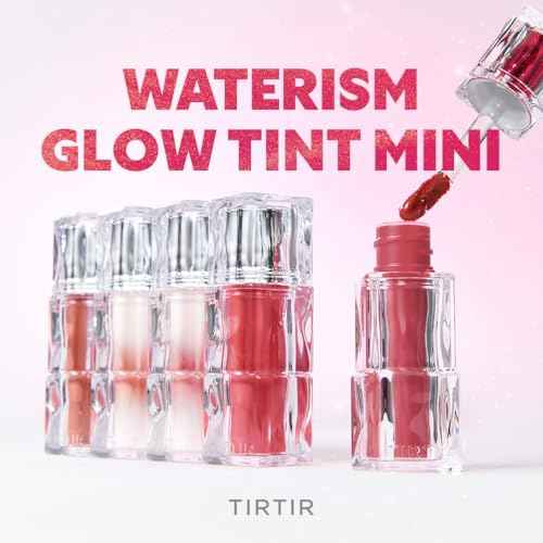 TIRTIR [*Mini Size Waterism Tinted Lip Gloss #25 Nutty Pink, 0.06 Fl Oz ? Kiss Ready Lipgloss, 12H Long Lasting Non Sticky Natural Tinted Glow Korean Multiuse Cheek and Lip Tint for Women gift