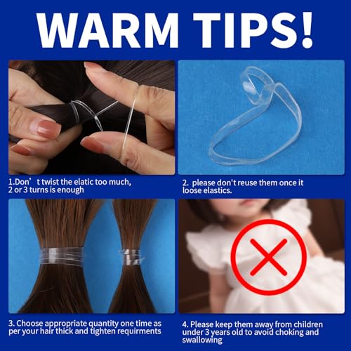 Teenitor Clear Elastic Hair Bands, 2000pcs - Mini Hair Ties