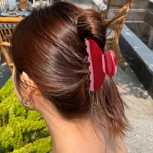Medium Acetate Hair Claw Clip - Cherry Red, 3 Inch