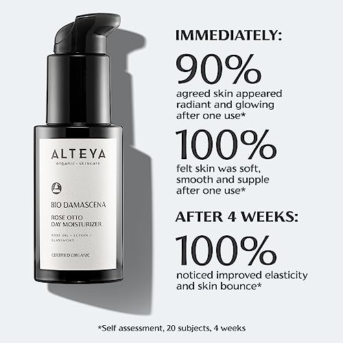 Alteya Organics Day Moisturizer Certified Organic Skin Care 1.7 Fl Oz/50 mL Bio Damascena Award-Winning Face Cream With Organic Bulgarian Rose Oil