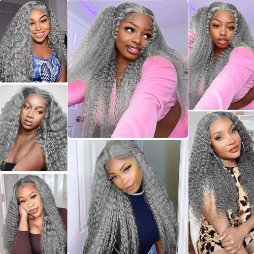 Fridnae 3 Bundles Brazilian Grey Curly Wave Hair 30-34 Inch
