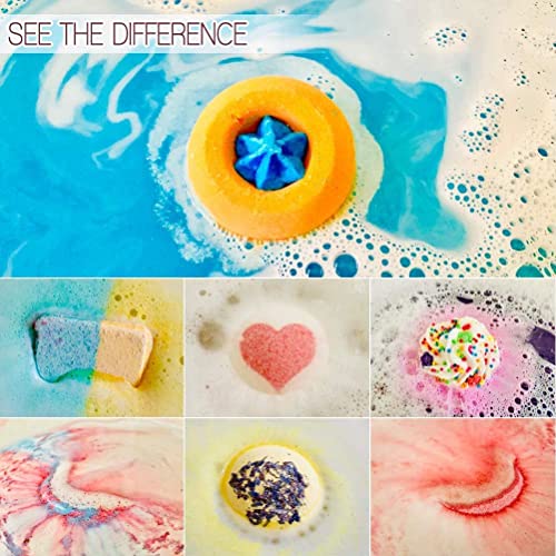 Natural Bath Bomb Gift Set - 7 Fizzy Bubble Bath Bombs with Shea Butter