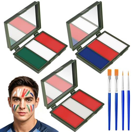 Face Paint Kit with Brushes - 3 Colors for Sports & Events