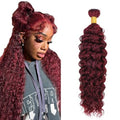 #99J Burgundy Water Wave Hair Bundle 34 Inch - Brazilian Virgin