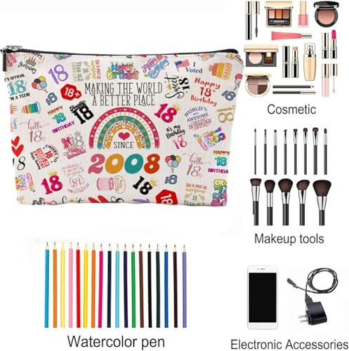 NONETH 18th Birthday Makeup Bag for Girls - 2008 Design, Travel Organizer