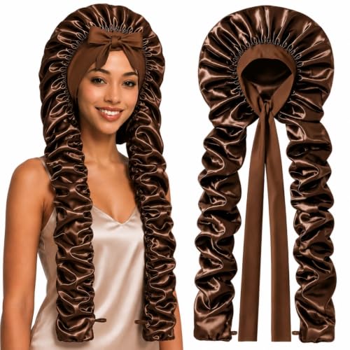 Double Layer Satin Bonnet for Long Hair - Heatless Curl Cap