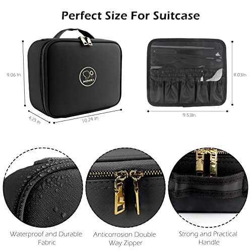 MOMIRA Travel Makeup Bag with Lighted Mirror & Organizer