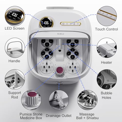 KASJ Collapsible Foot Spa with Heat, Massage Jets & Shiatsu Nodes