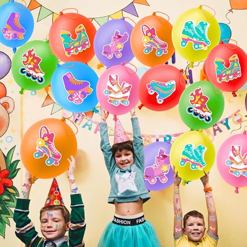 72-Piece Retro Party Favors Set - 48 Tattoos & 24 Punch Balloons