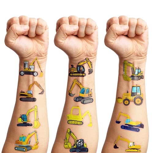 100 PCS Excavator Temporary Tattoos for Kids