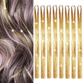 Hair Tinsel 8 Packs 1600 Strands 50 Inch Gold Glitter Extensions