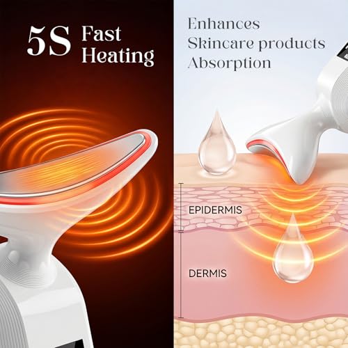Face Massager with Led Light: 9-Color Facial Device - Neck Wrinkles Tightening Wand - Vibration Tool for Skin Care, White