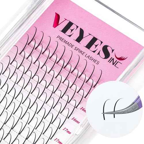 VEYES INC Spikes Lash Extensions, Premium Eyelashes Tray, Professional Supplies for Lash Techs 0.07CC Curl 8-16mm Mixed Length Matte Black