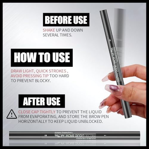 Microblading Eyebrow Pencil Waterproof 2-in-1 Dual-Ended Brow Pen