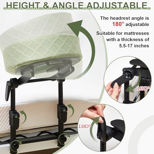 Qunclay Adjustable Massage Headrest for Bed, 5.5-17" Height