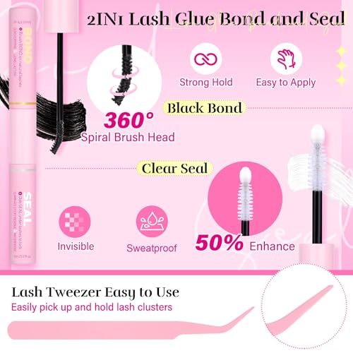 Wispy Lash Clusters Kit - 192pc DIY Eyelash Extensions with Glue