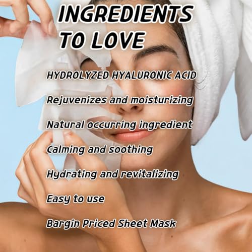 ELT Wellcero Hylaluronic 1 Count 5pcs Korean Face Masks, Anti-Aging Wrinkle Fighting, Deep Collagen Mask, Korean Skin care