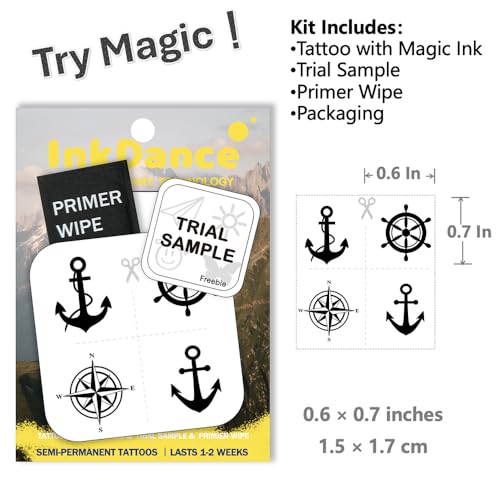 Nautical Temporary Tattoos - Anchor, Compass & Ship Wheel Set