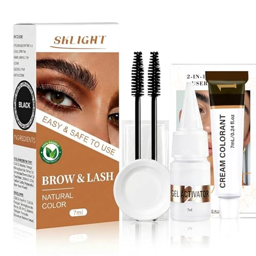 Sklight Black Lash & Brow Color Kit - DIY Eyelash & Eyebrow Tint Set 7ml