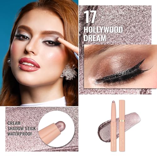 Oulac Waterproof Eyeshadow Stick - Blendable Glitter, Long Lasting