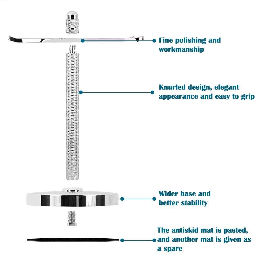 CHARMMAN Safety Razor and Shaving Brush Stand, Extra Wide Openings, Wider Base, Manly Look