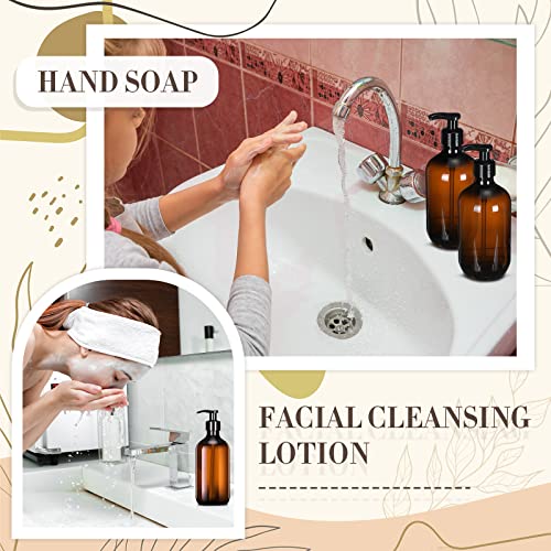 Tessco for You 24 Pcs Amber Soap Dispenser Empty Plastic Pump Bottles Refillable Shampoo Container for Hand Sanitizer Soap Lotion Body Wash Conditioner Bathroom Travel, 16.9oz