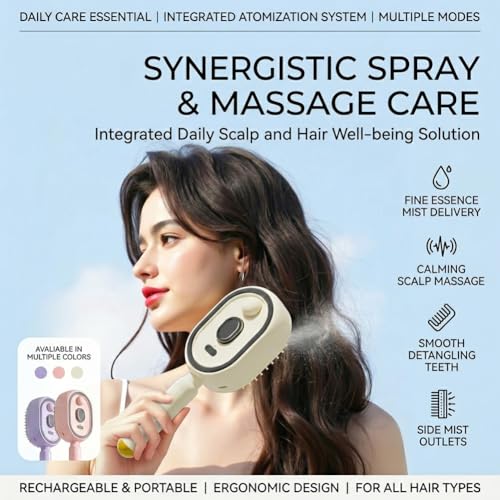 Electric Spray Detangling Brush with Mist & Massage - USB-C