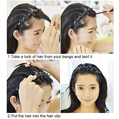 Women's Headbands with Clips - Braided Double Layer Hair Clips (2 Pack)