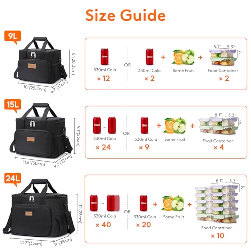 Lifewit Insulated Lunch Bag, 12-Can Soft Cooler Tote for Adults