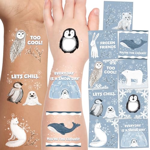 Cheerland Winter Friends Temporary Tattoos - 108pcs Arctic Animals