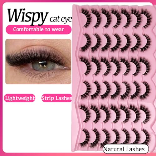 21 Pairs 3D Fluffy Cat Eye Faux Mink False Lashes