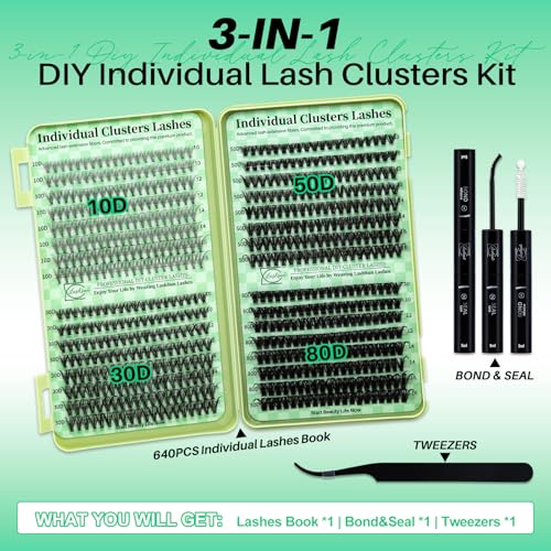 Wispy Lash Clusters Kit with Bond, Seal & Tweezers