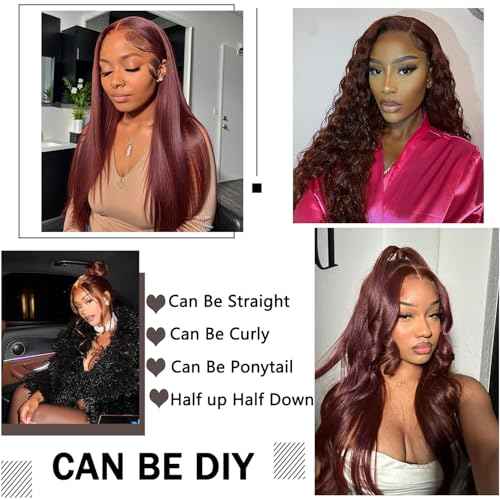 Reddish Brown Bundles With Closure Human Hair 20 22 24+20 Free Part, Copper Red Body Wave Human Hair Bundles With 4X4 Lace Closure 33 Reddish Brown Body Wave Bundle