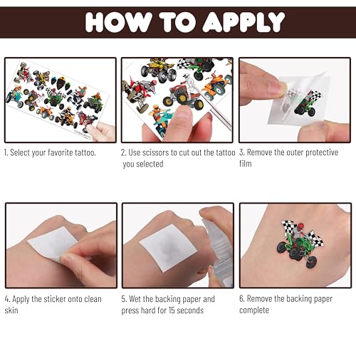 100 PCS ATV Temporary Tattoos - Quad Bike Party Favors