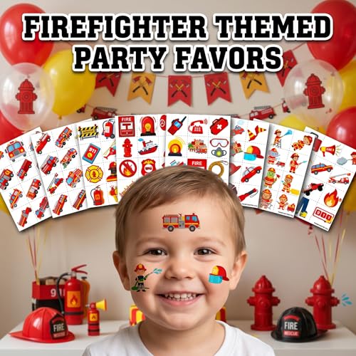 Firefighter Temporary Tattoos for Kids, 96 PCS