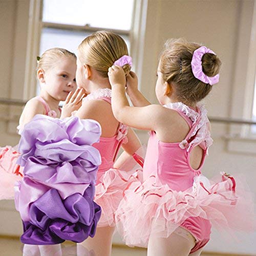 Jaciya 12 Pack Elastics Band Hair Scrunchies Purple Satin Scrunchy Elastic Hair Bobbles Scrunchies Hair Ties Ponytail holder Hair Accessories for Women Girls