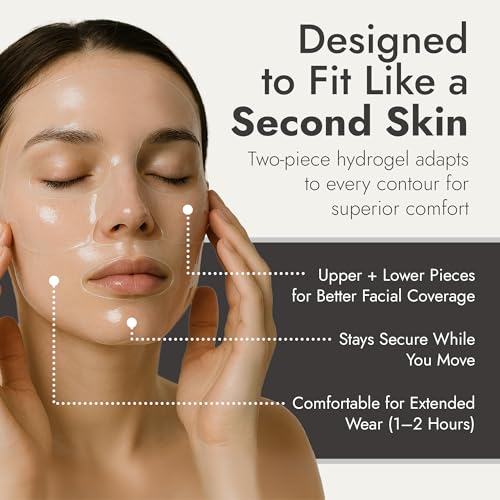 Collagen Gel Mask, Non-Slip Breathable Micro-hole Hydrogel for Redness Relief & Glass Skin, Intense Hydration, Soothing, Moisturizing, 4 Sheets (Hydro Soothe)
