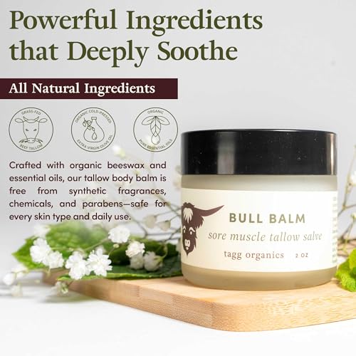 Bull Balm Cooling Menthol Rub with Organic Grass-Fed Tallow ? Moisturizing Skin Conditioner, Non-Greasy Balm with Invigorating Aroma for Active Lifestyles (2 oz)