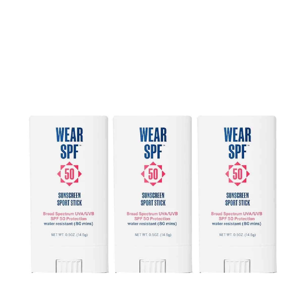 Wear SPF Sunscreen Sport Stick – Sweat & Water-Resistant SPF 50, 3-pack