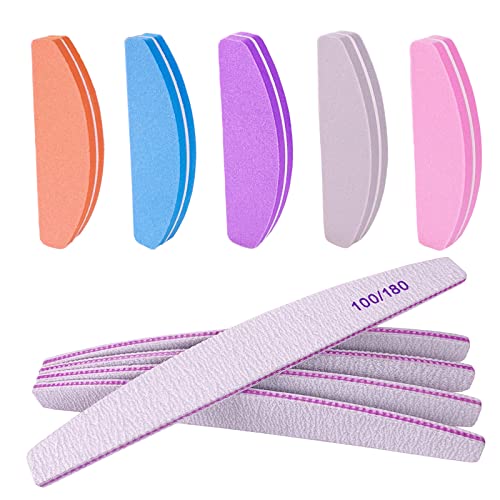 Nail File and Buffer Set - 10 Pcs Double Sided Emery Boards & Buffing Blocks for Natural & Acrylic Nails